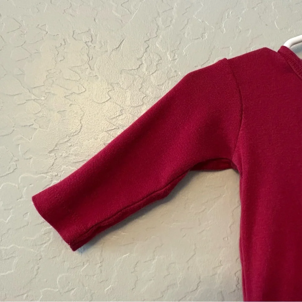 Kate Quinn dark red long sleeve cotton ruffle leg bodysuit one piece 6-12 months